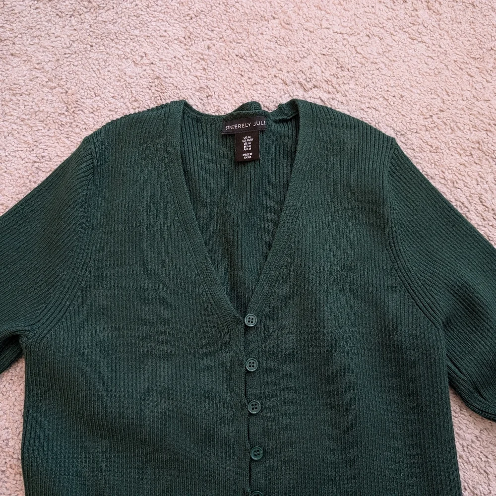 Sincerely Jules Women's Forest Green Cardigan Size M - Picture 5 of 9